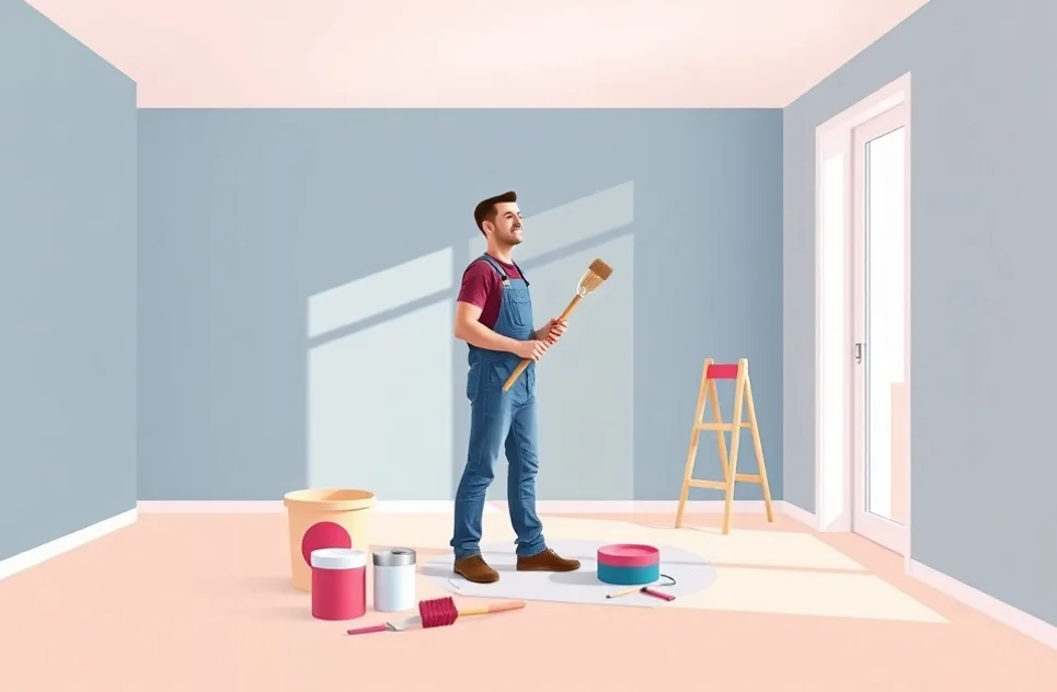 Intérieur rénové après travaux de peinture à Croix